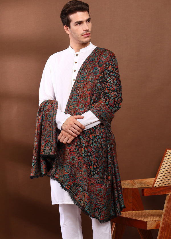 Firosh Men Faux Pashmina Kani Kashmiri Shawl