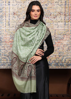 Firosh Women Kani Shawl with Embroidery work Mint Green
