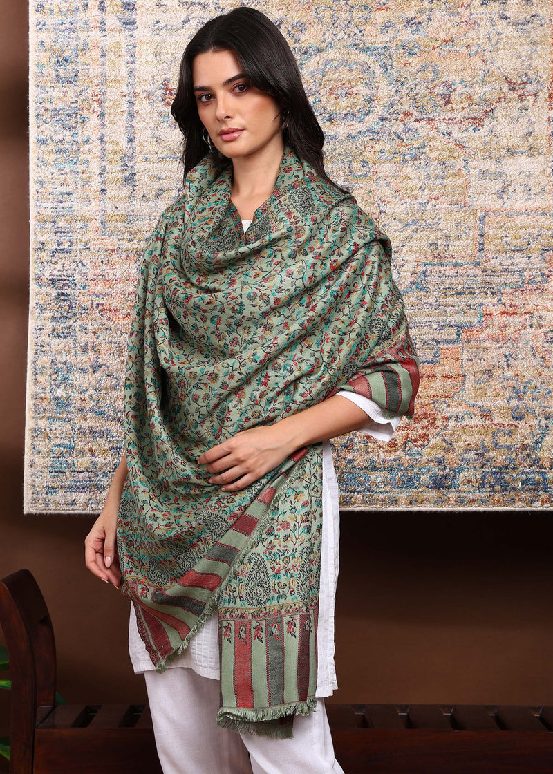 Firosh Women Faux Pashmina Kani Kashmiri Shawl