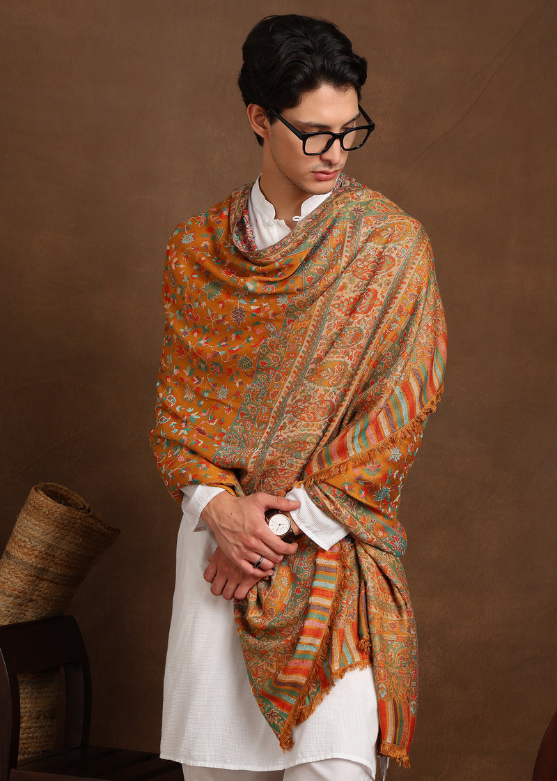 Firosh Men Faux Pashmina Kani Kashmiri Shawl