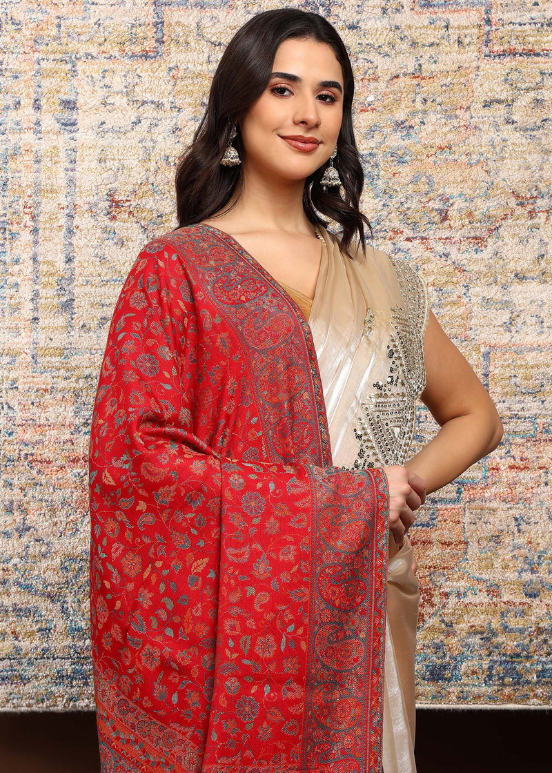 Firosh Women Faux Pashmina Kani Kashmiri Shawl