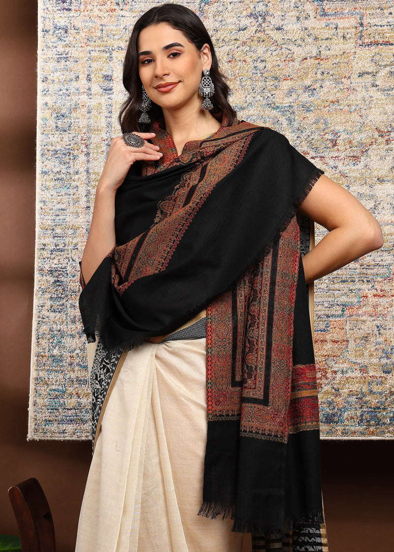 Firosh Women's Premium Kani Kashmiri Shawl with Swarovski Embellishments