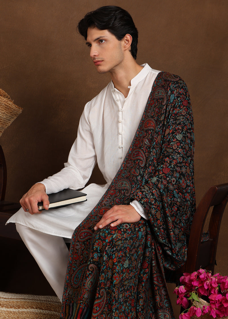 Firosh Men Faux Pashmina Kani Kashmiri Shawl