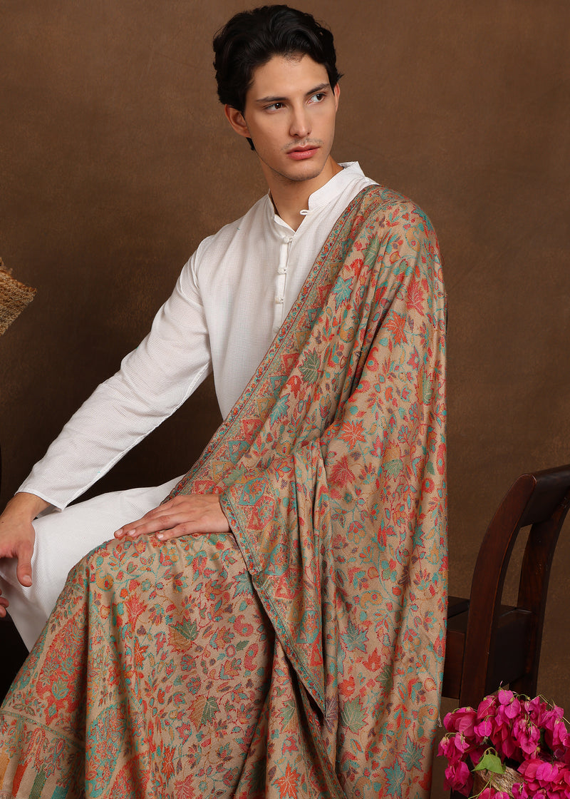 Firosh Men Faux Pashmina Kani Kashmiri Shawl