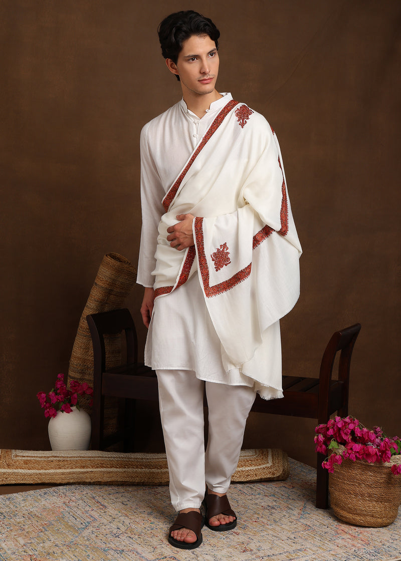 Firosh Men Embroidered Lohi White