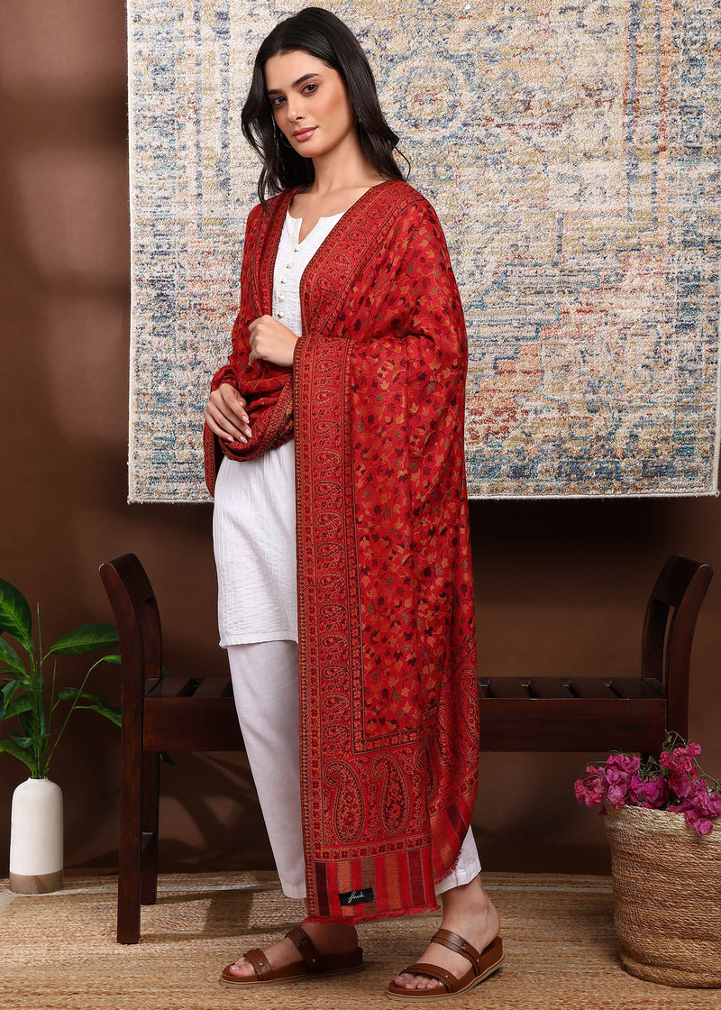 Firosh Women Faux Pashmina Kani Kashmiri Shawl