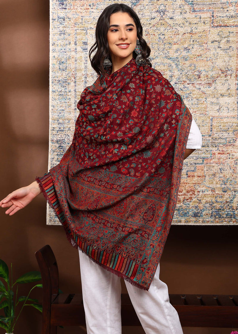 Firosh Women Faux Pashmina Kani Kashmiri Shawl