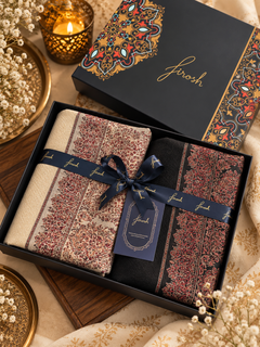 His and Her Gift Set of Wool Blend Kaani Shawls With Gift Box