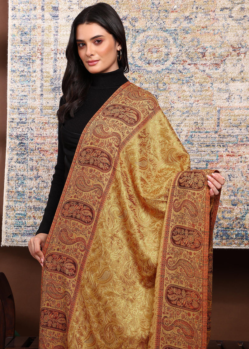 Firosh Women Kani Shawl with Embroidery work
