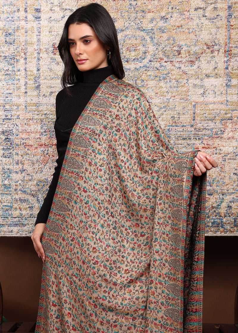 Firosh Women Faux Pashmina Kani Kashmiri Shawl