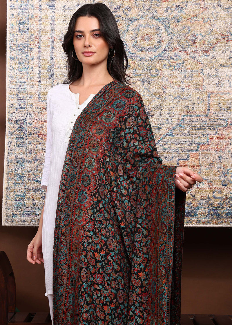 Firosh Women Faux Pashmina Kani Kashmiri Shawl