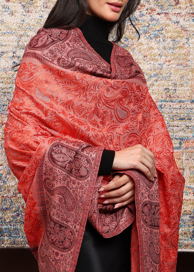 Firosh Women Kani Shawl with Embroidery work