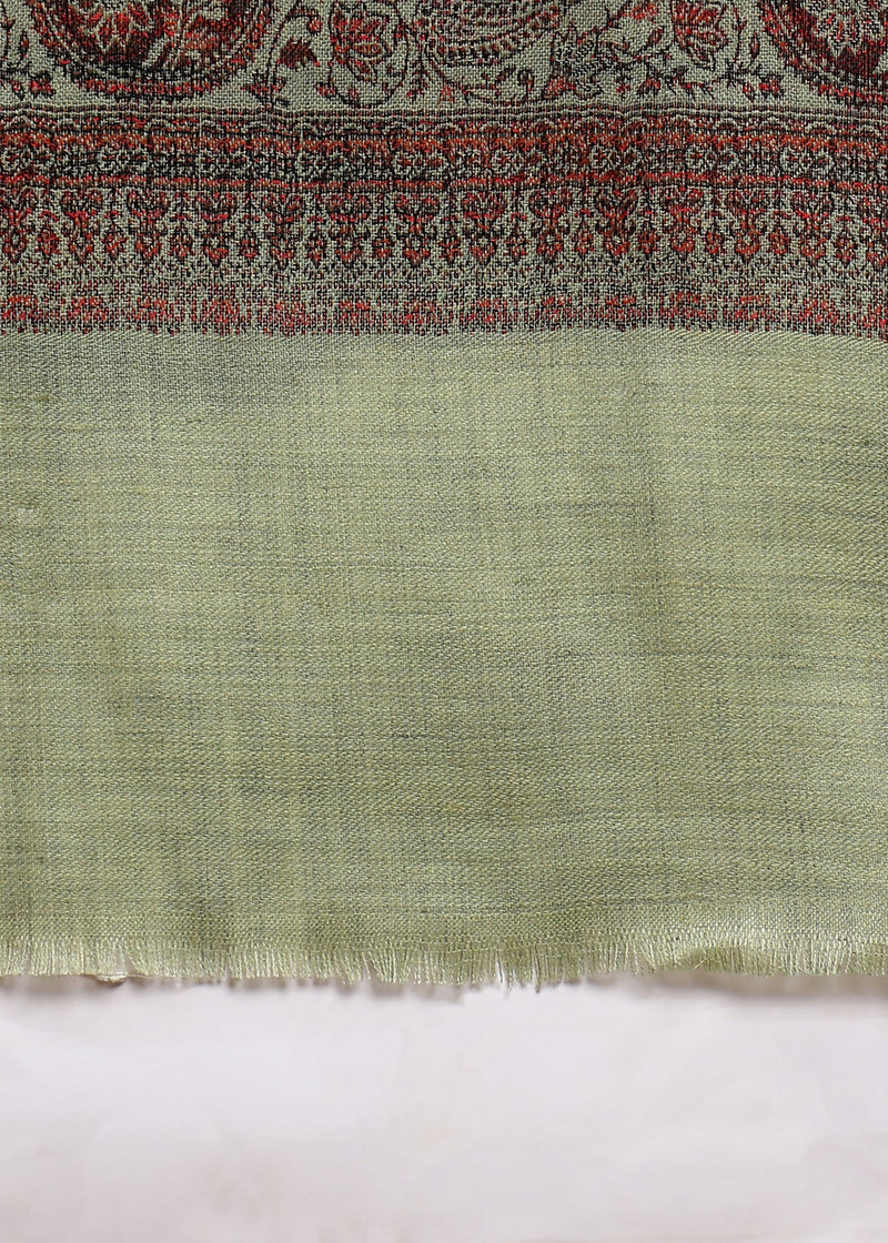 Firosh Women Kani Shawl with Embroidery work Mint Green