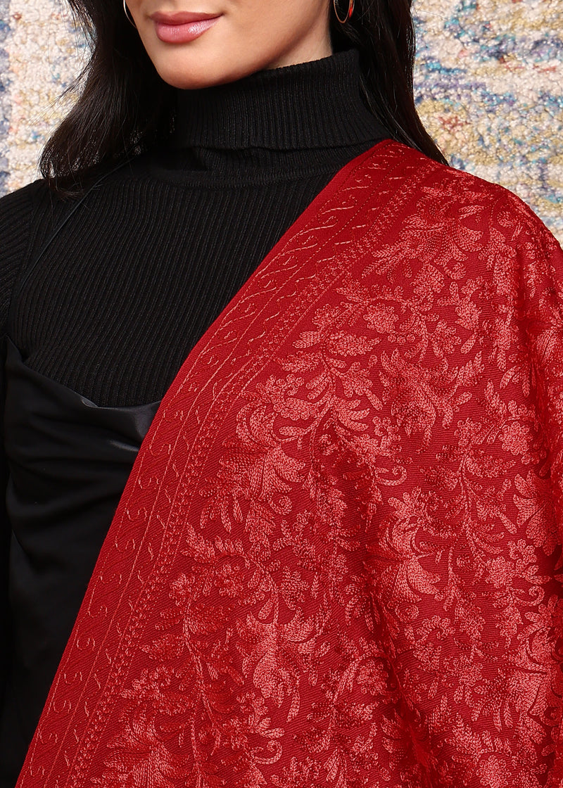 Firosh Women Border Embroidered Shawl